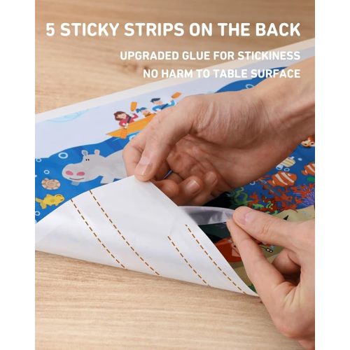 Disposable Stick-on Placemats 40 Pack for Baby & Kids, Restaurant Table Mats 12" x 18" Sticky Place Mats,Toddler Baby Placemat,Seabed Scuba Theme - 12x18 Inch (Pack of 40)