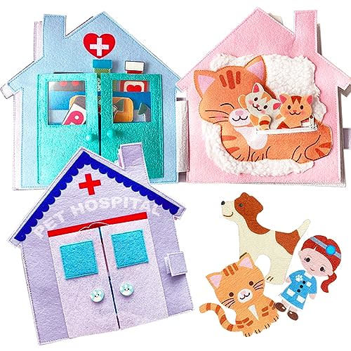 MOVEBO- Quiet Book Child Booktoddler Quiet Book-Busy Book for 3 Year Old Boys&Girls - Travel Toy,Best Gift from Grandparents for Toddler (Pet Hospital)