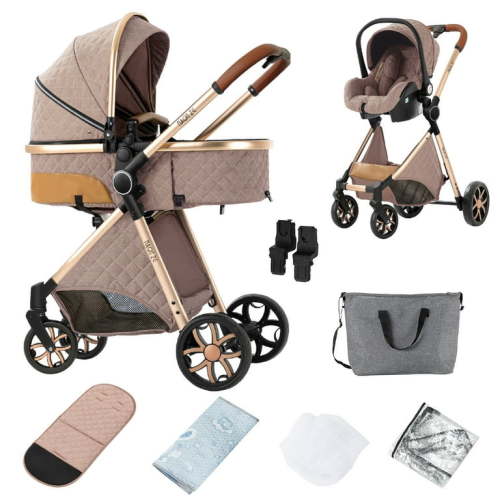 Iris Baby 3-in-1 Adventurer Infant Travel System,Folding Newborn Bassinet Pram,31lbs Beige