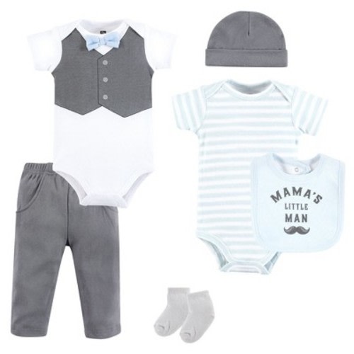 Hudson Baby Infant Boy Cotton Layette Set, Mamas Little Man, 6-9 Months