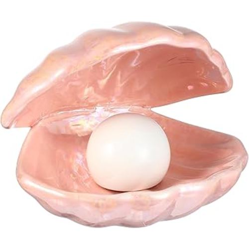 DECHOUS Shell Pearl Night Light: LED Ceramic Pink Pearl Shell Light Desktop Bedside Seashell Lamp for Bedroom Kids Room Christmas Aesthetic Lamp