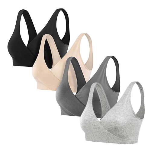 Mixpiju Women's Underwear Pregnant Bra Maternity Nursing, Plain Color Bras Vest Tops, Women Wirefree Cotton Bralette Dark Gray M