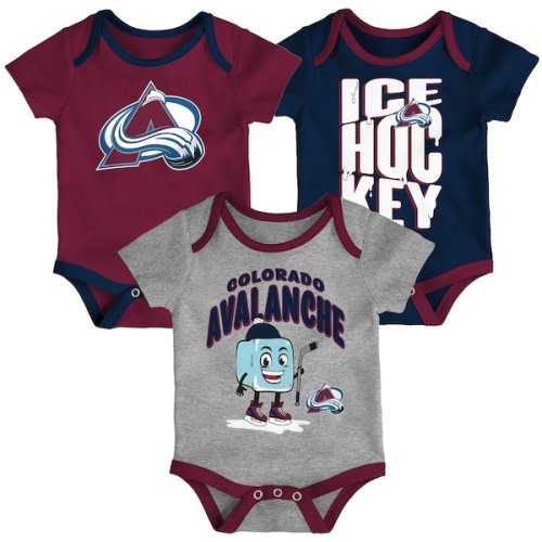 Infant & Newborn Colorado Avalanche Outerstuff Triple Header Three-Piece Bodysuit Set