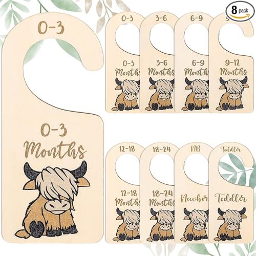 8Pcs Highland Cow Baby Closet Dividers