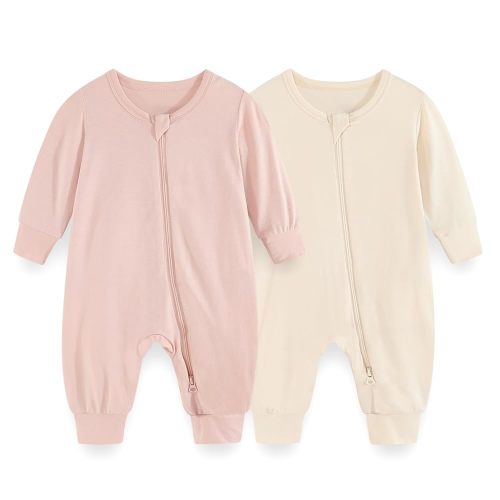 Unisex Rayon Made from Bamboo Zipper Baby Boy Girl Rompers 2 Pcak Long Sleeve Infants Jumpsuits New Born Clothes