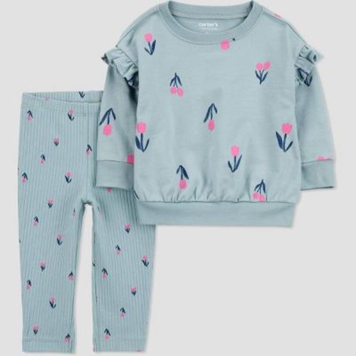 Carter's Just One You®️ Baby Girls' Tulip Top & Bottom Set - Blue/pink Newborn