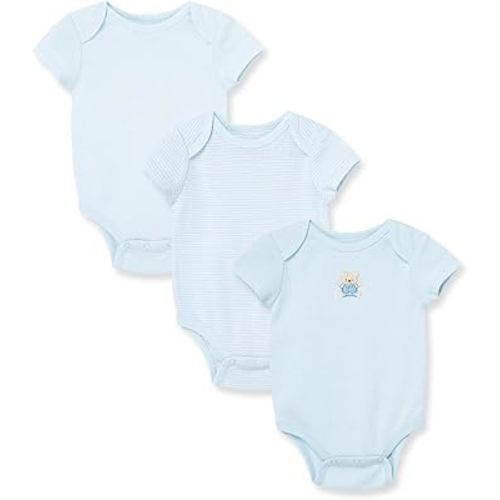 Little Me baby-boys 3-pack 100% Cotton Scratch Free Tag Onesies