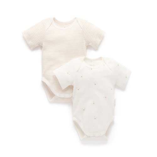 Purebaby 2 Pack Easy Neck S/s Bodysuit | David Jones