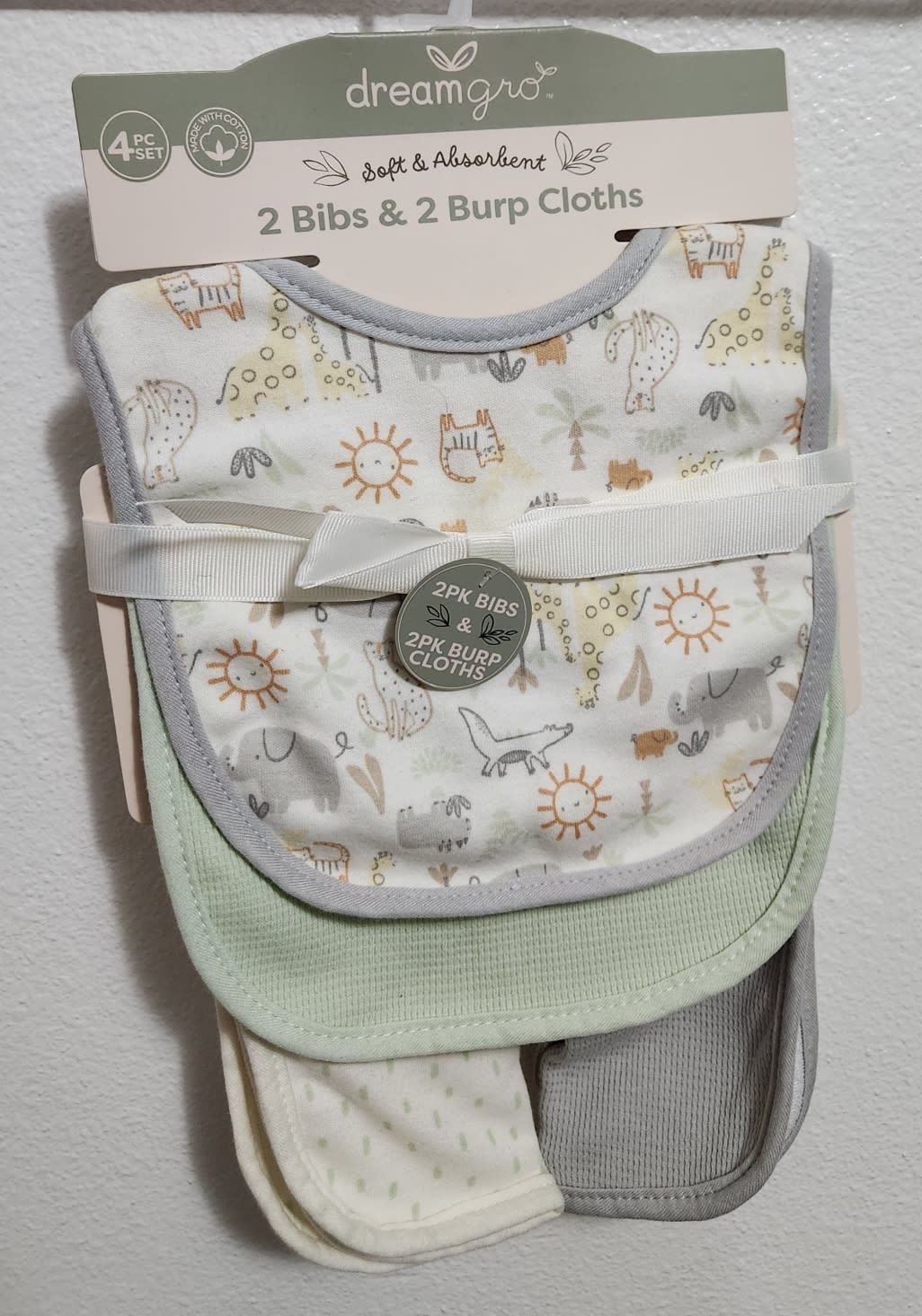 Set 4P 2 Bibs & 2 Burp Clothes –Dream gro