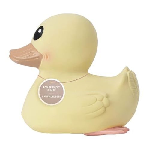 HEVEA Kawan Mini Rubber Duck - 100% Natural Rubber Baby Bath Toy - Eco Friendly, Perfect for Playing, Teething, and Bathing - Mold Free Bath Toys - Eggnog - Eggnog Yellow - Mini