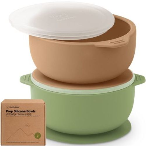 2-pack Prep Baby Bowls With Suctions & Lids, Silicone Bowls For Baby Boy, Girl, Toddler Suction Bowl, Kids Bowl Bpa-free (mellow)