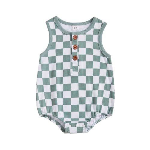 MoZiKQin Baby Boy Girl Clothes Newborn Checkered Bubble Romper Sleeveless Jumpsuit Infant One Piece Summer Outfit