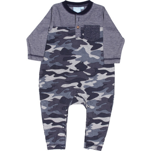 Channing Camouflage Henley Romper, True Navy - Bear Camp Rompers | Maisonette
