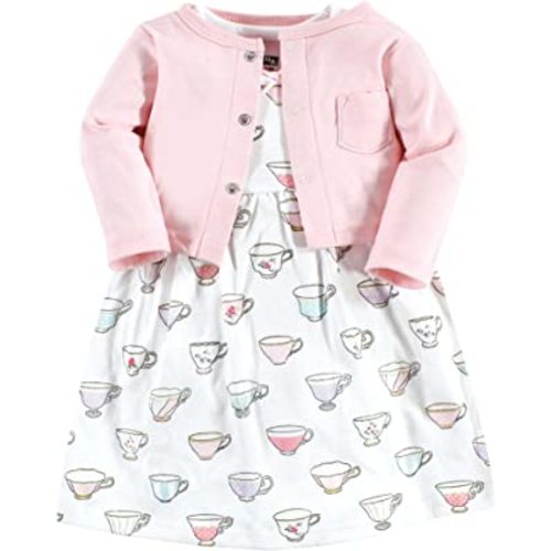 Hudson Baby Baby Girls' Cotton Dress and Cardigan Set