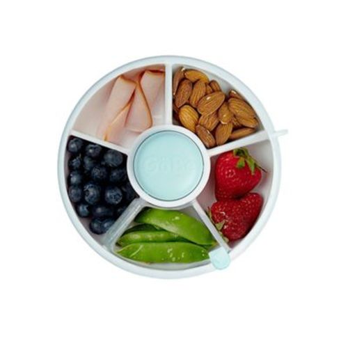 Gobe Kids' Small Snack Spinner Flip Bundle With Sticker Sheet And Hand Strap Baby Food Storage - Coral Pink - 11oz
