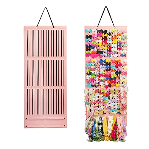 Baby Girl Hair Bows Holder, Hair Clips Storage Hanger For Ribbons, Hair Bows Organizer, Baby Hair Clip Storage Display Sturdy Stand (Large, Pink)