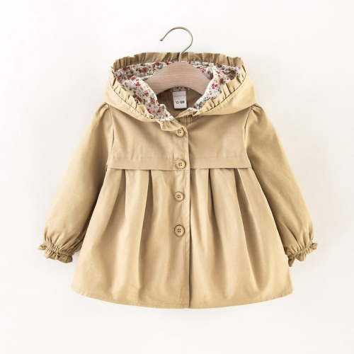 Hbdhejl Coat For Girls Casual Spring Fall Hooded Jackets Windbreaker Jacket Outwear Coat Baby Girls Khaki 6-9 Months