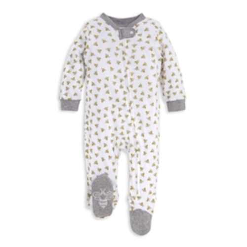 Honey Bee Organic Baby Zip Front Loose Fit Footed Sleep & Play