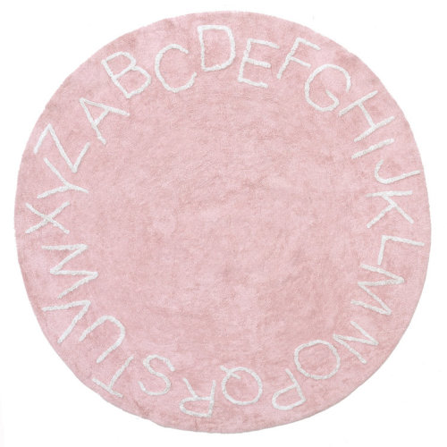 Alphabet SpinCleanhable Round Rug