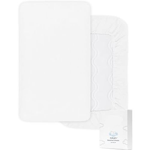 White Bassinet Mattress Cover, Muslin Bassinet Sheets 32"x16" for Rectangle, Oval, Hourglass Bassinet Mattress, Moses Basket Sheets (46B-12)