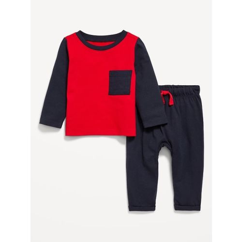 Long-Sleeve Jersey-Knit T-Shirt and Pants Set for Baby