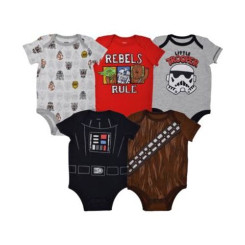 Starwars Baby Chewbacca C-3PO R2-D2 Darth Vader Yoda 5 Pack Short Sleeve Bodysuits - 6-9 months
