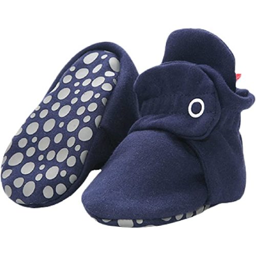 Zutano Unisex Organic Cotton Baby Booties With Gripper Soles in Color Navy Blue