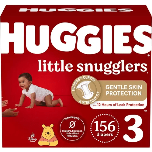 Huggies Size 3 Diapers, Little Snugglers Baby Diapers, Size 3 (16-28 lbs), 156 Ct (6 packs of 26)