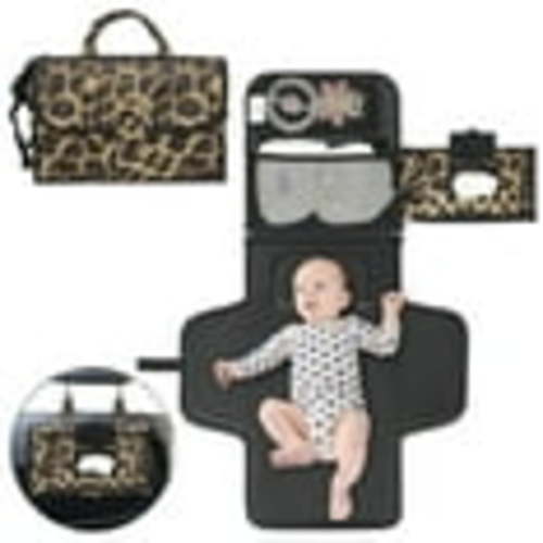 ILUVUE Portable Diaper Changing Pad, Modern Portable Changing Pad for Newborn Girl & Boy, Waterproof Travel Baby Changing kit for Moms & Dads - with Smart Wipes Pocket, Baby Gift Leopard