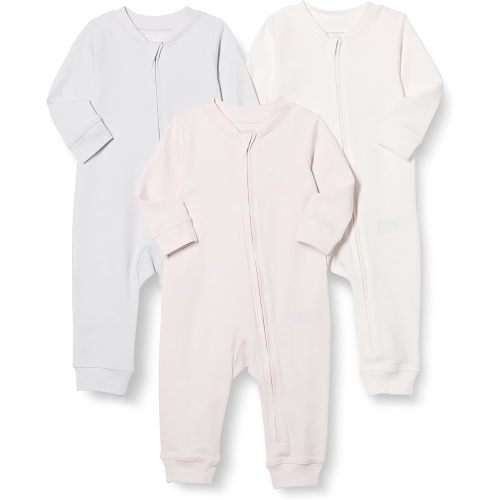 Amazon Essentials Unisex Toddlers' Baby Unisex 3-Pack Footless Sleep and Play, Ivory/Pale Pink/Dove Grey, 0-3 Months
