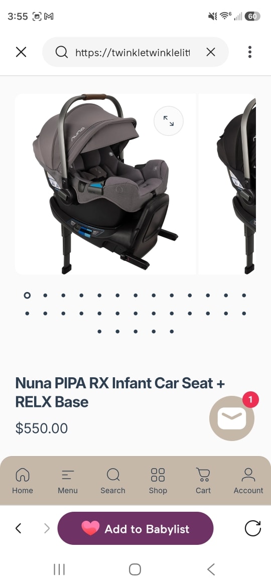 Nuna PIPA RX Infant Car Seat + RELX Base – Twinkle Twinkle Little One