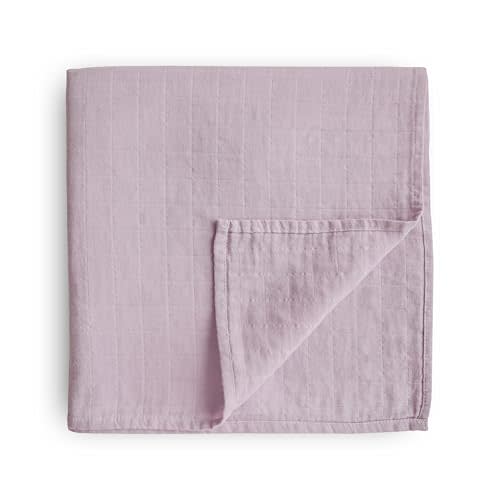 mushie Muslin Baby Swaddle Blanket | 100% Organic Cotton (Soft Mauve)