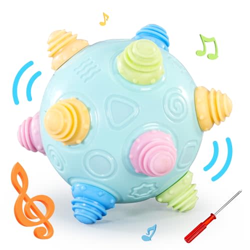 VANLINNY Toddlers Baby Music Shake Ball Toy Bumble Ball for Babies,Dancing Bumpy & Interactive Sounds Crawl Toy, Best Bouncing Sensory Learning Gift for 3+ Year Old Boys&Girls.