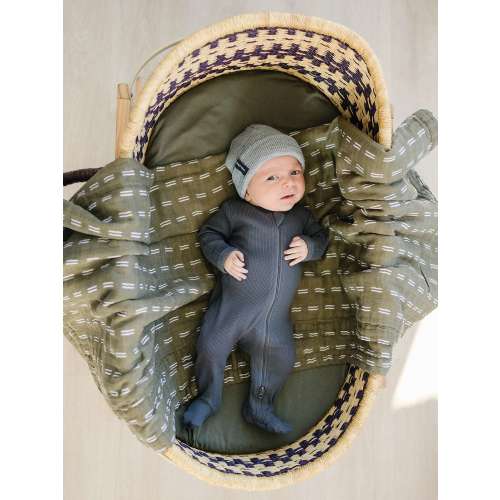 Charcoal Organic Cotton Ribbed Zipper - milk & baby – Milk & Baby