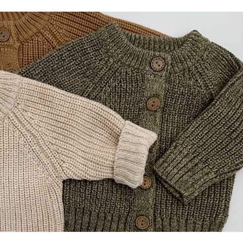 Chunky Knit Baby Boys Sweater | Cotton kids Buttoned Cardigan Quinn