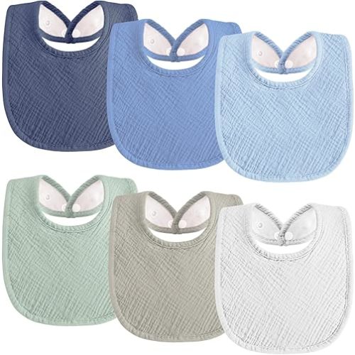 Muslin Baby Bibs 6-Pack Baby Drool Bandana Bibs for Baby Girls Boys Infant Newborn Toddler Drooling and Teething
