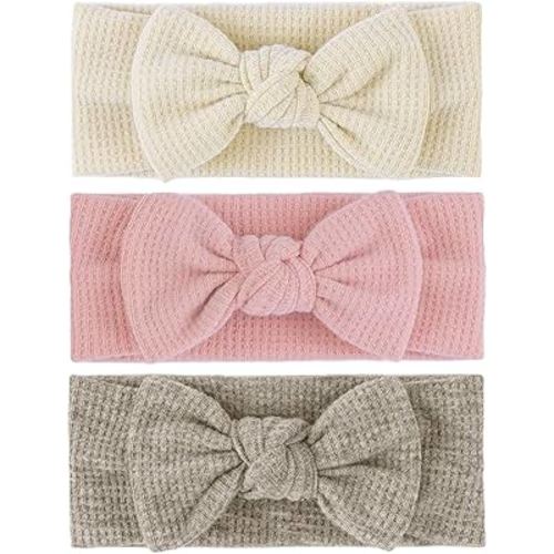 Baby Girl Headbands with Bows Toddler Girls Hair Accessories Infant Headbands for Baby Girl Newborn Bows Girls Pink Bows Baby Hair Bows Headband Black Baby Headbands Bow 3Pcs