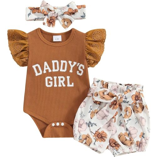 Hello World Newborn Outfit Baby Girl Going Home Outfit Ruffle Ribbed Romper Top Floral Pants Set Cute Summer Clothes