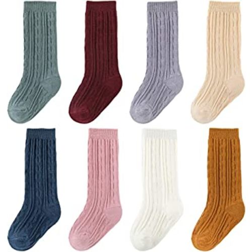 Zumou Toddler Knee High Socks Baby Little Girls Thick Cable Knit Cotton Stockings 0-5T