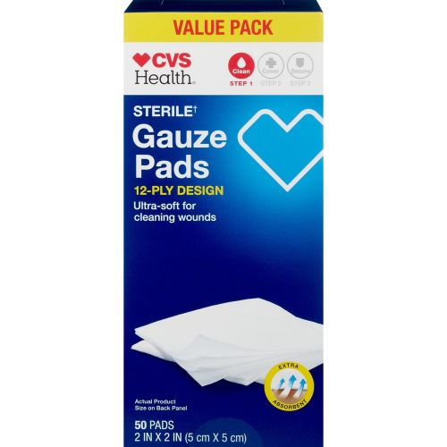 CVS Health Sterile Gauze Pads Value Pack 2x2”, 50CT