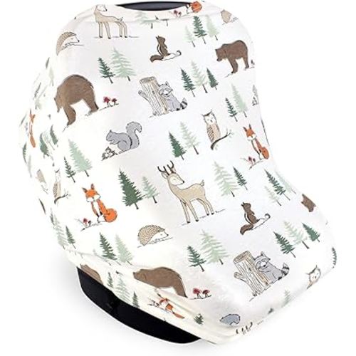 Hudson Baby Unisex Baby Multi-use Car Seat Canopy, Forest Animals, One Size
