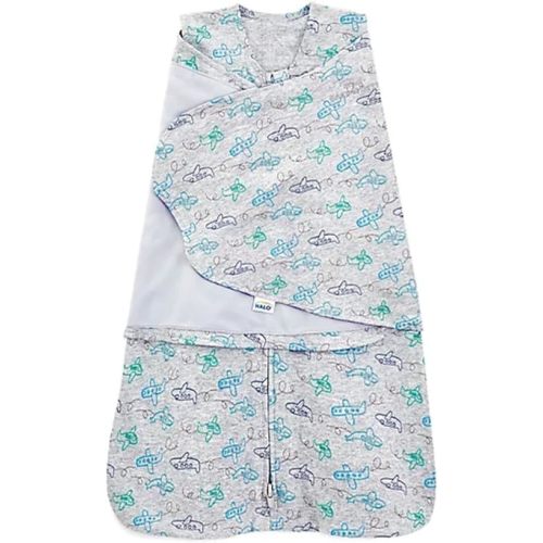HALO 100% Cotton Sleepsack Swaddle, 3-Way Adjustable Wearable Blanket, TOG 1.5, Planes, Newborn, 0-3 Months