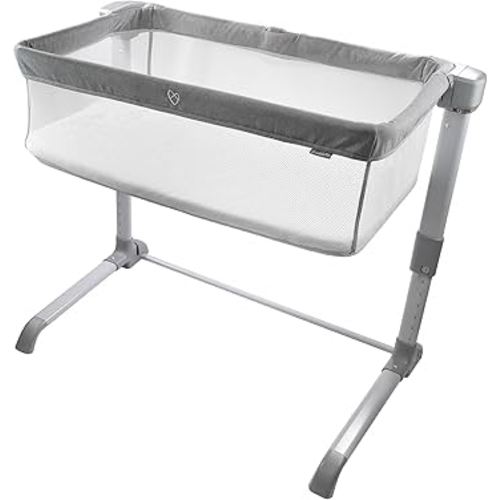 Ingenuity SwaddleMe Beginnings Compac and Foldable Multi-Position Baby Bassinet with Elevated Airflow Technology Mattress, Gray Tweed