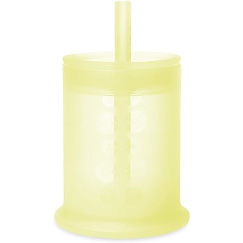 Olababy Silicone Training Cup with Straw Lid | Babies Water Drinking Cup | 6+ Mo Infant To 12-18 Months Toddler | Sippy Cup For Kids & Smoothie Cup | Baby Led Weaning (Lemon, 5 oz)