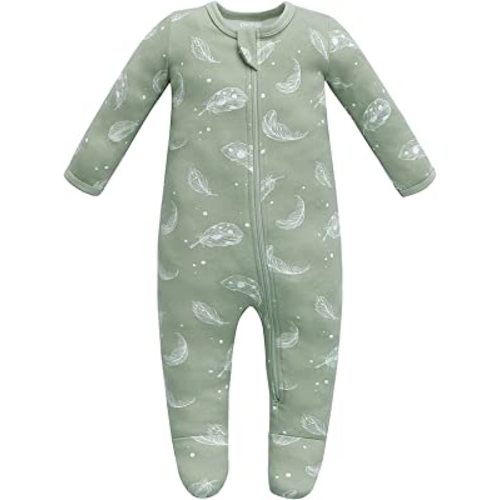 Owlivia Organic Cotton Baby Pajamas, Boys Girls Zip Front Sleep 'N Play, Footed Sleeper, Long Sleeve
