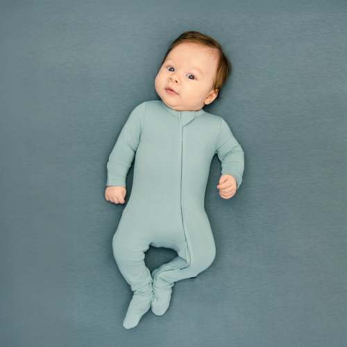 Larkspur Baby | Baby Footie Pajamas | Zip Footie in Pistachio