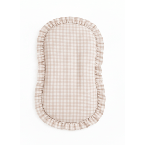 Beige Gingham Ruffle Baby Lounger Cover