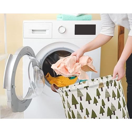 Large Storage Bins,Canvas Fabric Laundry Basket Collapsible Storage Baskets for Home,Office,Toy Organizer,Home Decor (Tree)