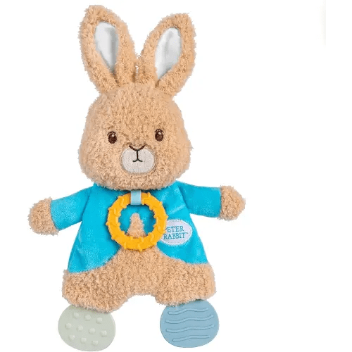 KIDS PREFERRED Beatrix Potter Peter Rabbit Flat Sensory Blanky Interactive Baby Teether Toy with Crinkle Sounds, Soft Textures, Bright Colors, and BPA-Free Materials for Safe and Fun Sensory Play