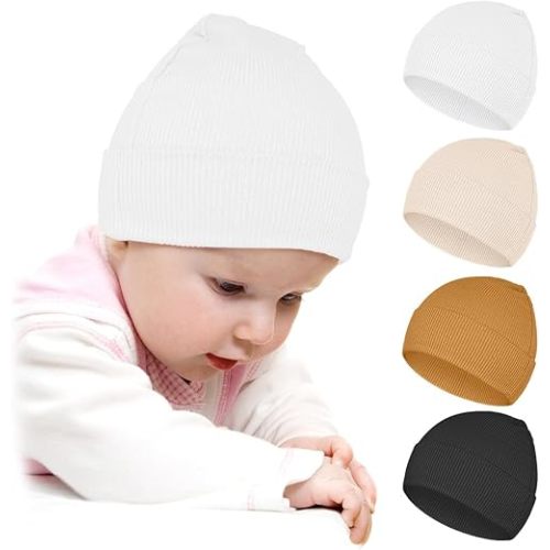 Neutral Baby Beanie Hats for Unisex, Solid Baby Girls Boys Beanies Cap for Newborn, Baby, Infant, Toddler